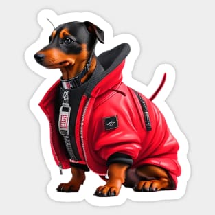 Cool Cyberpunk Cute Dachshund Dog Sticker